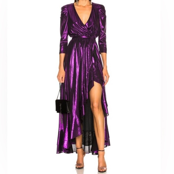 Retrofête Flora Metallic Wrap Maxi Dress - Picture 1 of 4